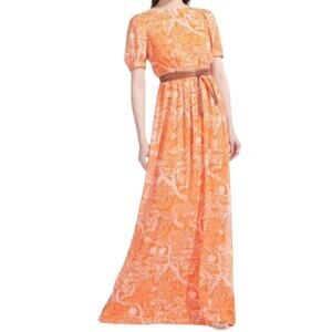 NWT Staud Alix Tangerine Tree Whiskey Belted Maxi Dress